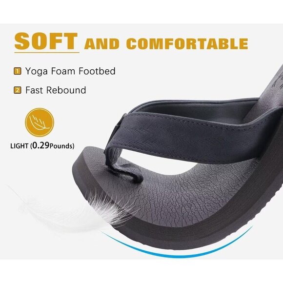 〽️Men\'s Flip Flop Sandal Dark Gray Leather Slip On Arch Support Comfort Shoes main image 6